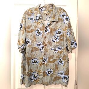 Havana Jack’s Cafe Hawaiian Shirt green beach Floral Tropical Short Sleeve sz XL